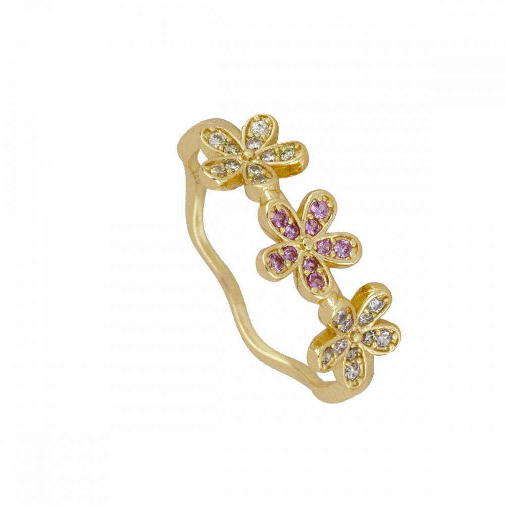 Anel Delicado Flores Multicoloridas