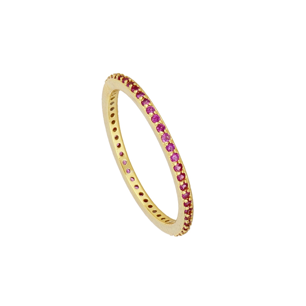 Anel Delicado com Zircônias Rubi