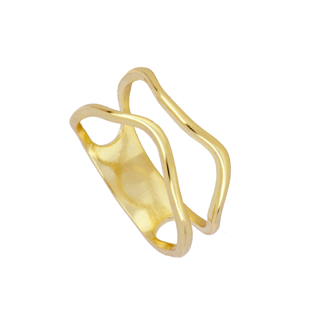 Anel Moderno com Linhas fluidas