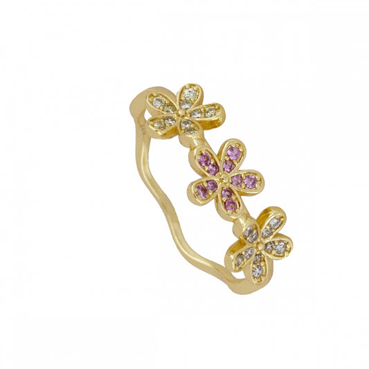 Anel Delicado Flores Multicoloridas