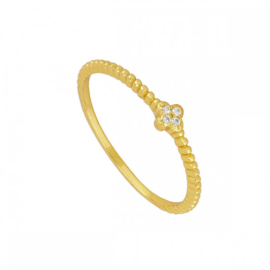 Anel Flor Delicada com Zircões Brancos