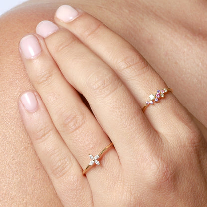 Anel Colorido em Prata 925 com Banho de Ouro e Zircônias