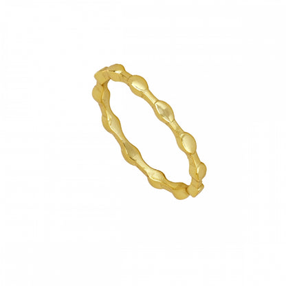 Anel Banho de Ouro e Detalhes Ovais