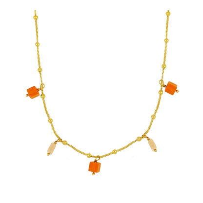 Gargantilha com Pingentes Geométricos em Prata de Lei Banhada a Ouro