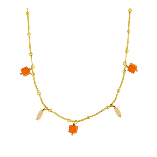 Gargantilha com Pingentes Geométricos em Prata de Lei Banhada a Ouro