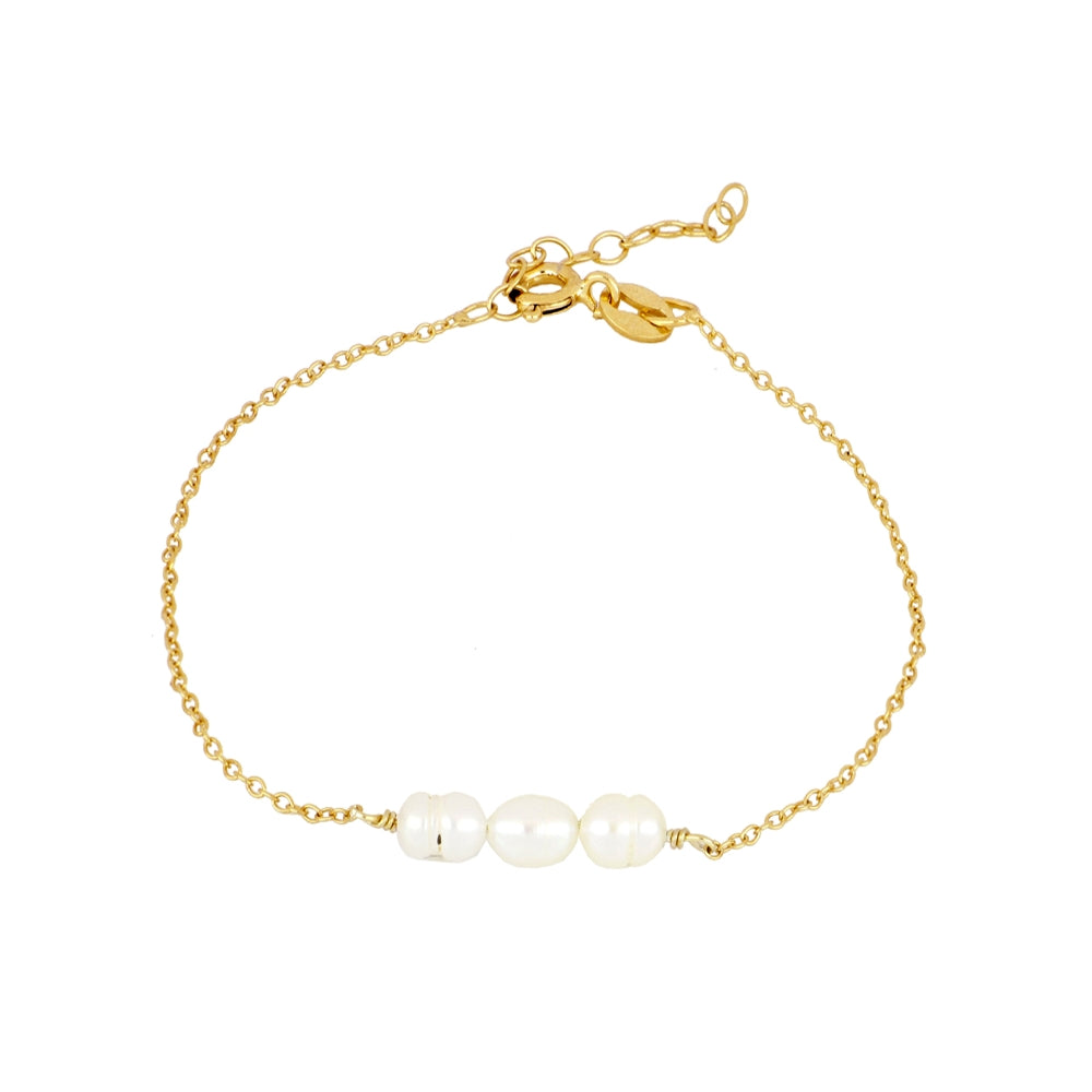 Pulseira Delicada com Pérolas Naturais